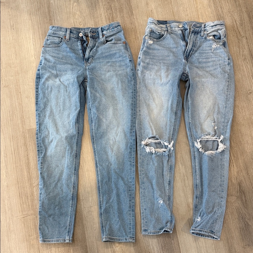 American Eagle Light Wash High-Rise Mom Jeans - 2 Pair